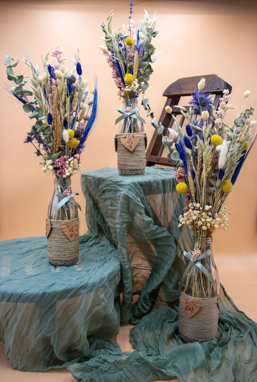 Milk Bottle Dried Flower Arrangement