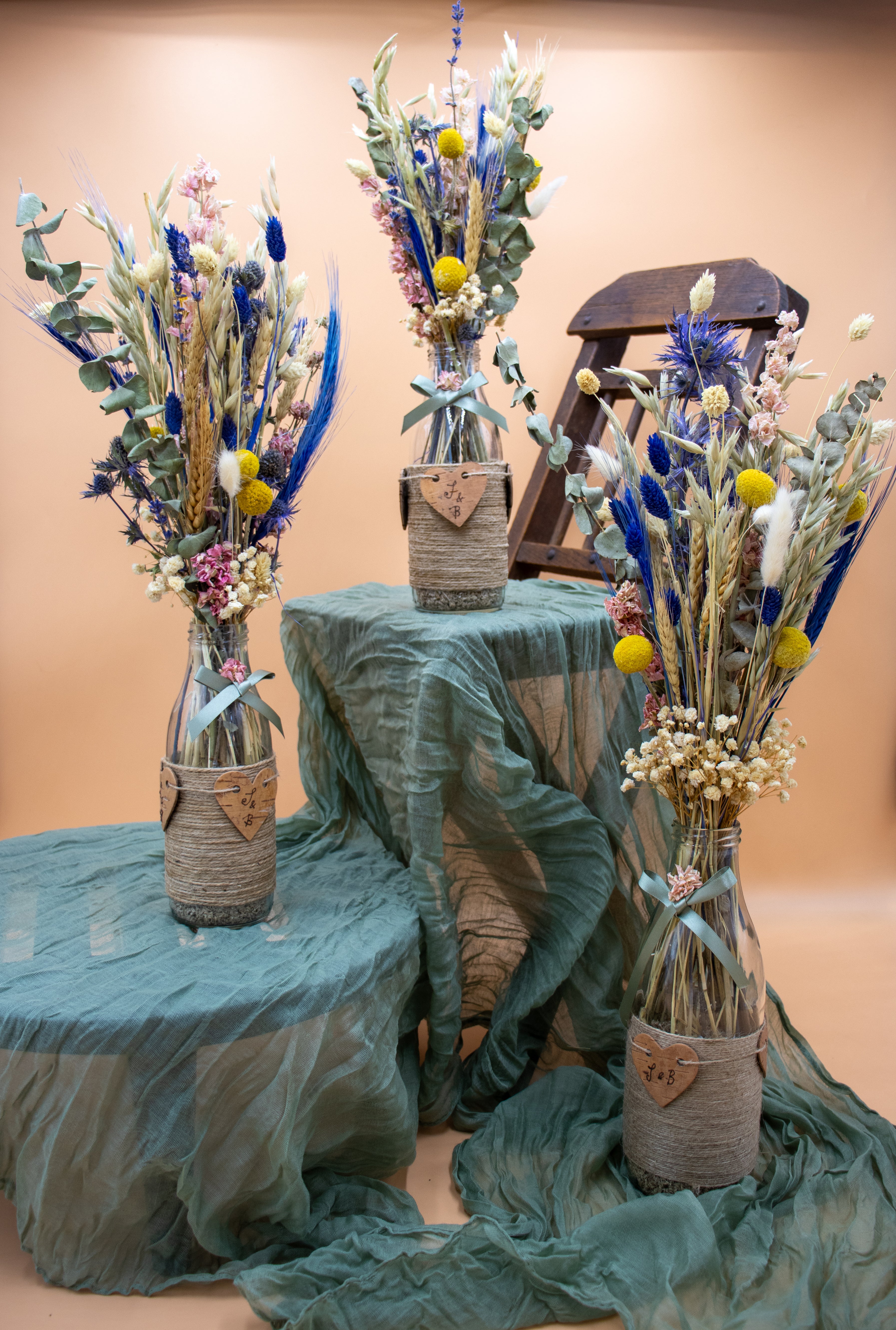 Milk Bottle Dried Flower Arrangement