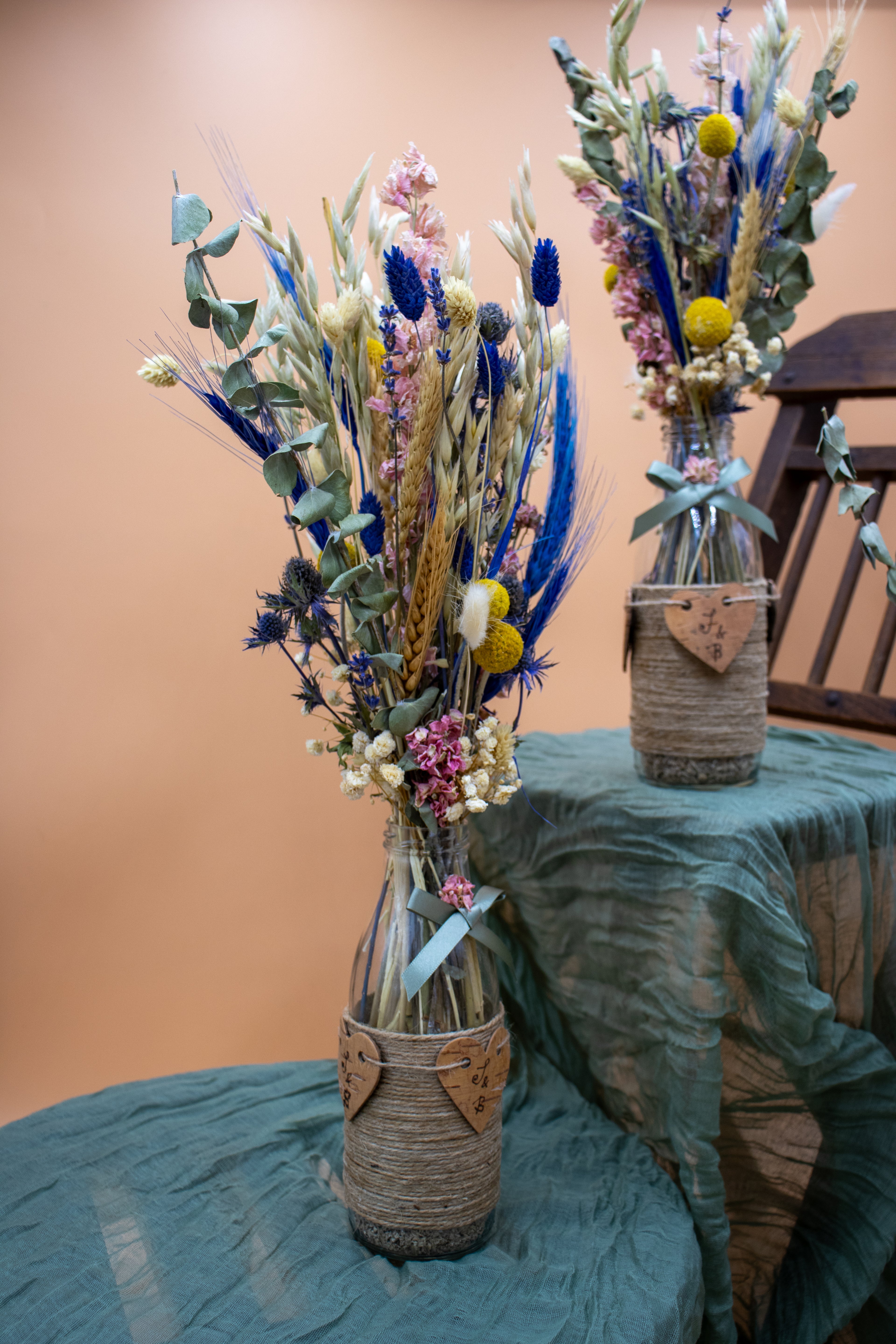 Milk Bottle Dried Flower Arrangement