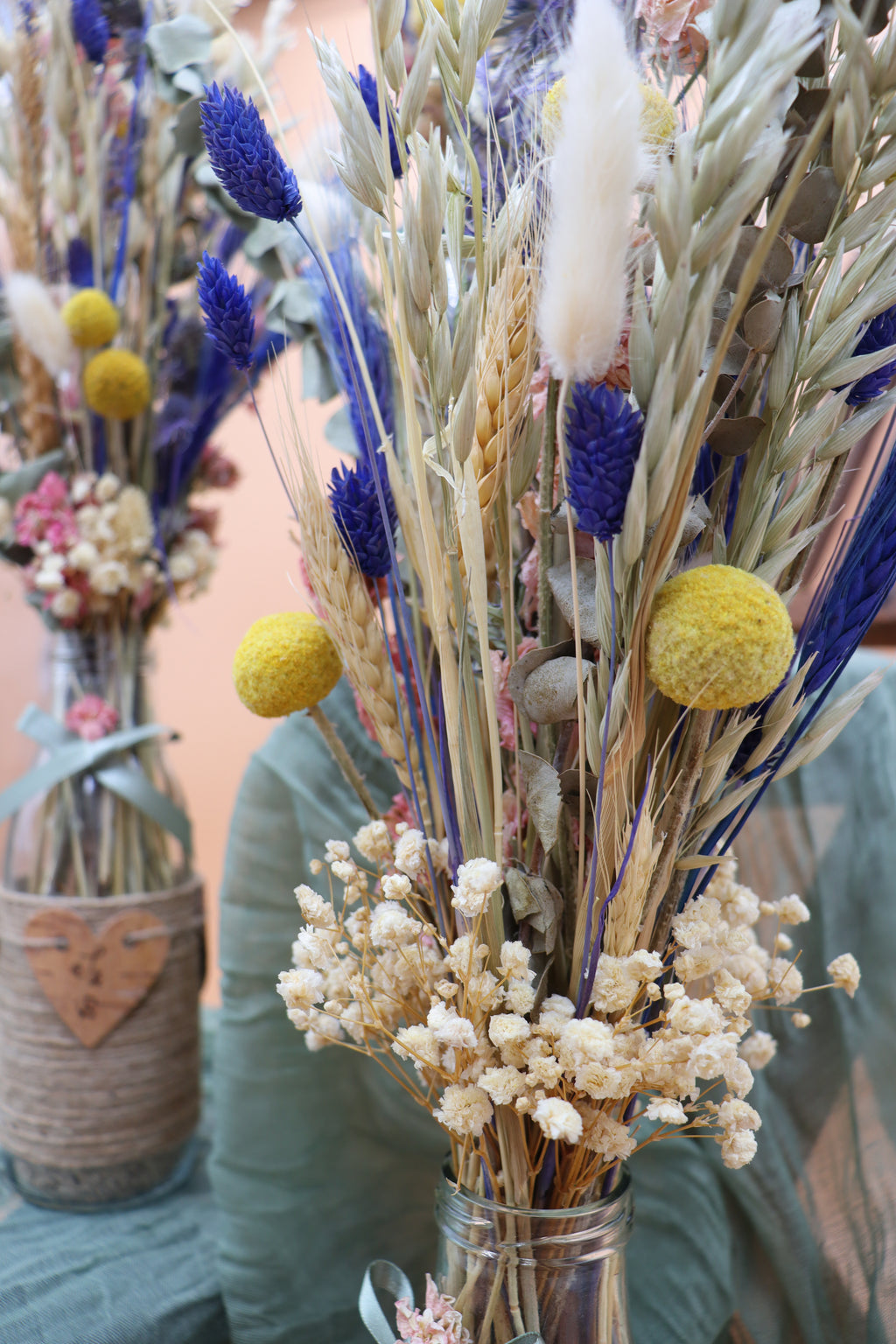 Milk Bottle Dried Flower Arrangement